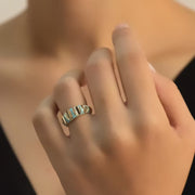 14ct Solid Gold Blue Cold Enamel Ring