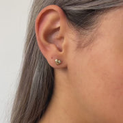 14ct Gold Heart Stud Earrings | Dainty Cubic Zirconia Heart Studs | Kolié