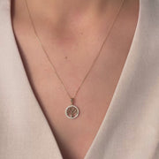 14ct Yellow Gold Small Tree of Life Pendant with Cubic Zirconia Halo - Pendant Only