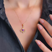 9ct Gold Thistle Pendant with Cubic Zirconia – Fine Scottish Jewellery