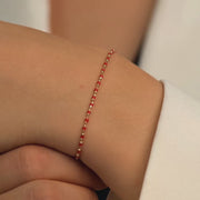 14ct Gold Beaded Bracelet with Red, Green, Blue, and Purple Cold Enamel