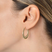 9ct Gold Ribbed Hoop Earrings