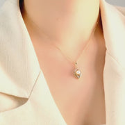 14ct Gold Pearl Leaf Pendant - Pendant Only