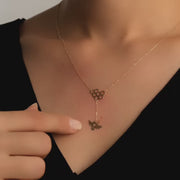 14ct Gold Honeycomb and Bee Necklace
