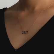 14ct Gold Infinity Necklace with Blue Enamel