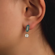 14ct Gold Drop Earrings with Cubic Zirconia and Enamel