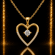 Solid 9ct Gold Open Heart Pendant with Zirconia (Pendant Only) - Kolié Fine Jewellery
