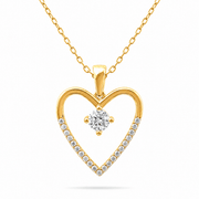 Solid 9ct Gold Open Heart Pendant with Zirconia (Pendant Only) - Kolié Fine Jewellery