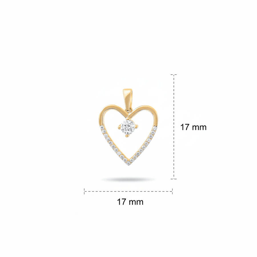 Solid 9ct Gold Open Heart Pendant with Zirconia (Pendant Only) - Kolié Fine Jewellery