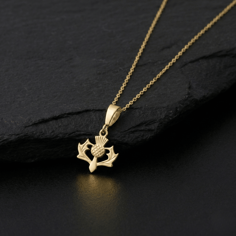 Solid Gold Large Thistle Pendant (9ct or 14ct) – Pendant Only - Kolié Fine Jewellery