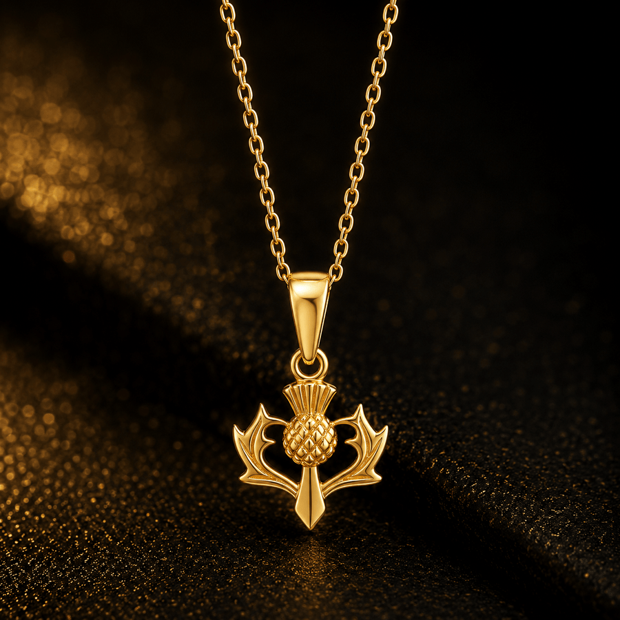 Solid Gold Tiny Thistle Pendant (9ct/14ct/18ct Gold Vermeil/925 Sterling Silver) – Pendant Only - Kolié Fine Jewellery