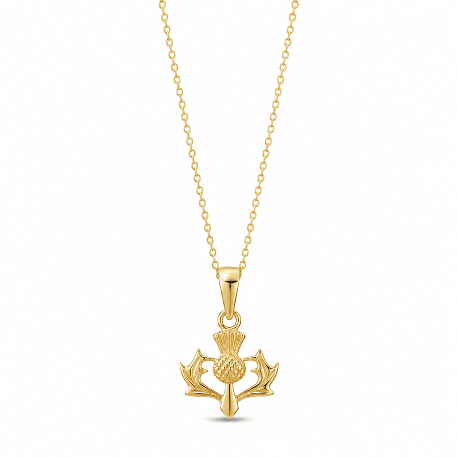 Solid Gold Tiny Thistle Pendant (9ct/14ct/18ct Gold Vermeil/925 Sterling Silver) – Pendant Only - Kolié Fine Jewellery